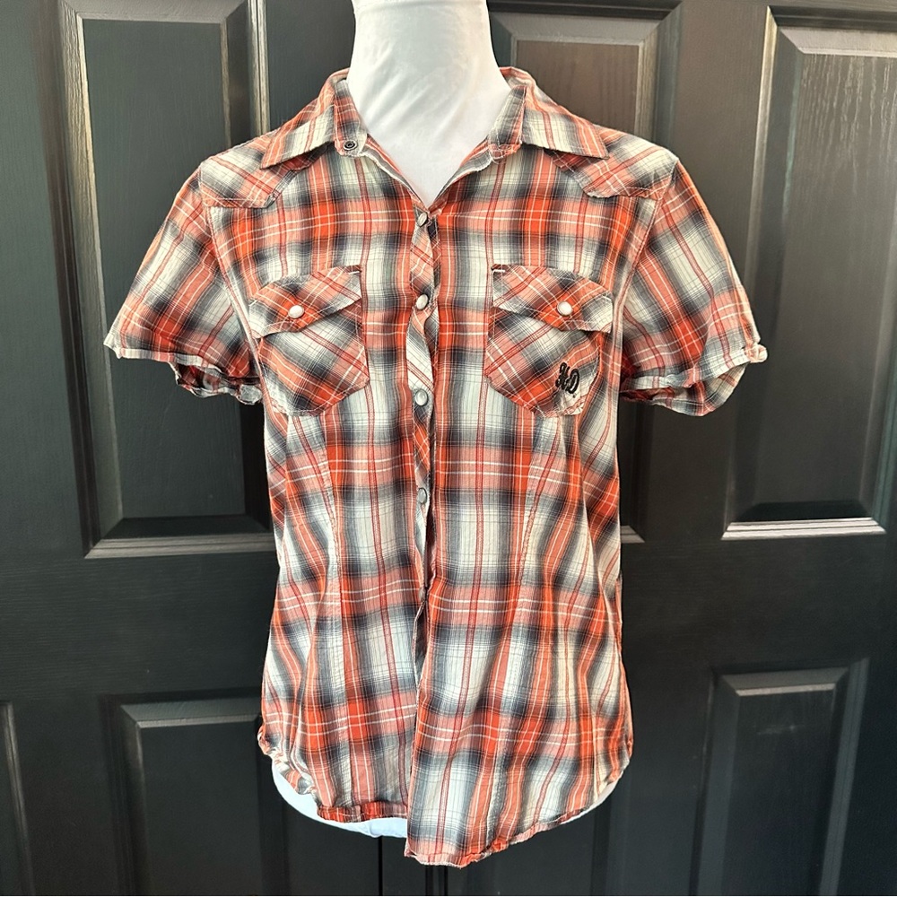 Harley Davidson Plaid Button Up - Size Large